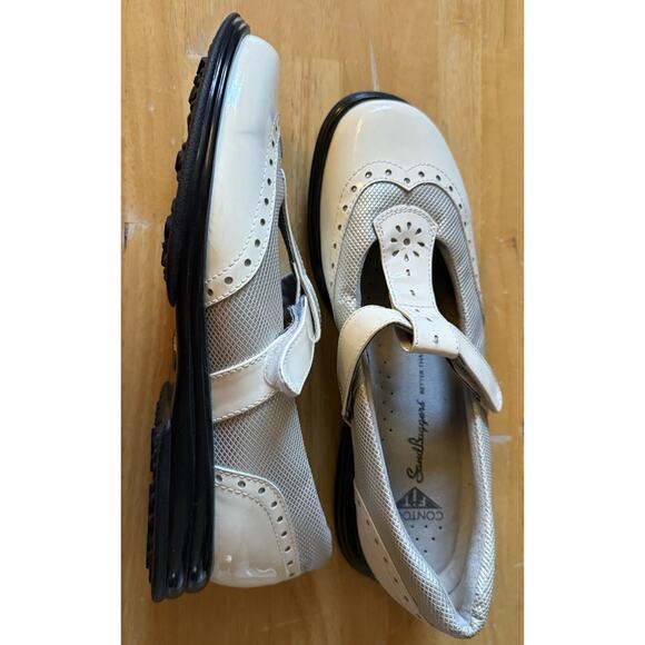 Sandbaggers Riley White/Pewter Golf Cleats T Strap Easy Close Shoes Women’s Sz 9 - Picture 4 of 8